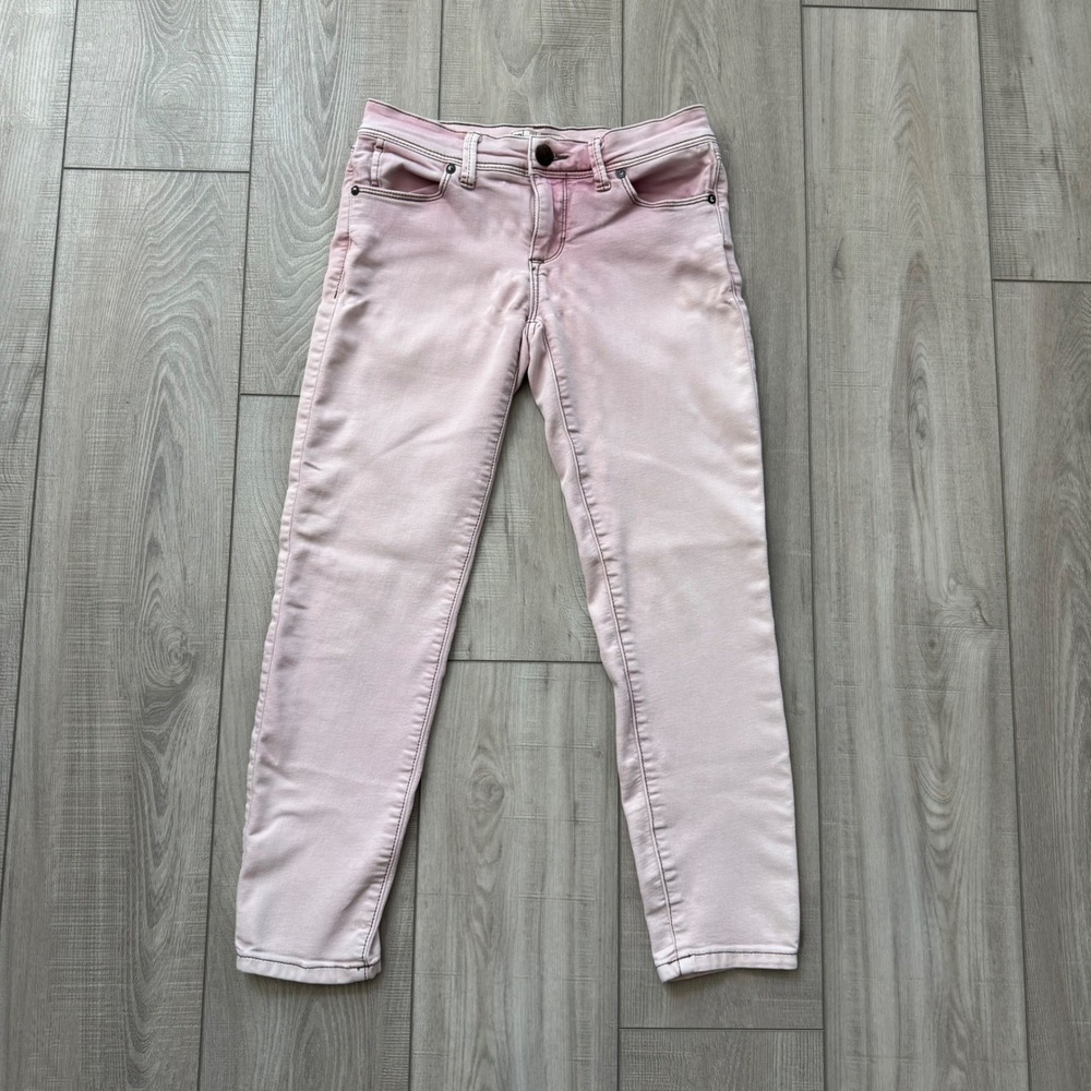 Free People Skinny Jeans Women Size 26 Pink Mid Rise Cropped Stretch Denim